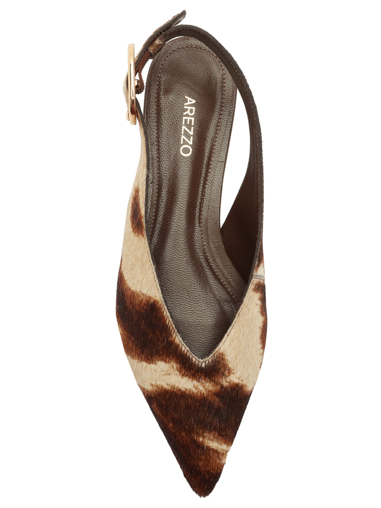 Sapatilha Slingback Bico Fino Fivela Animal Print Arezzo