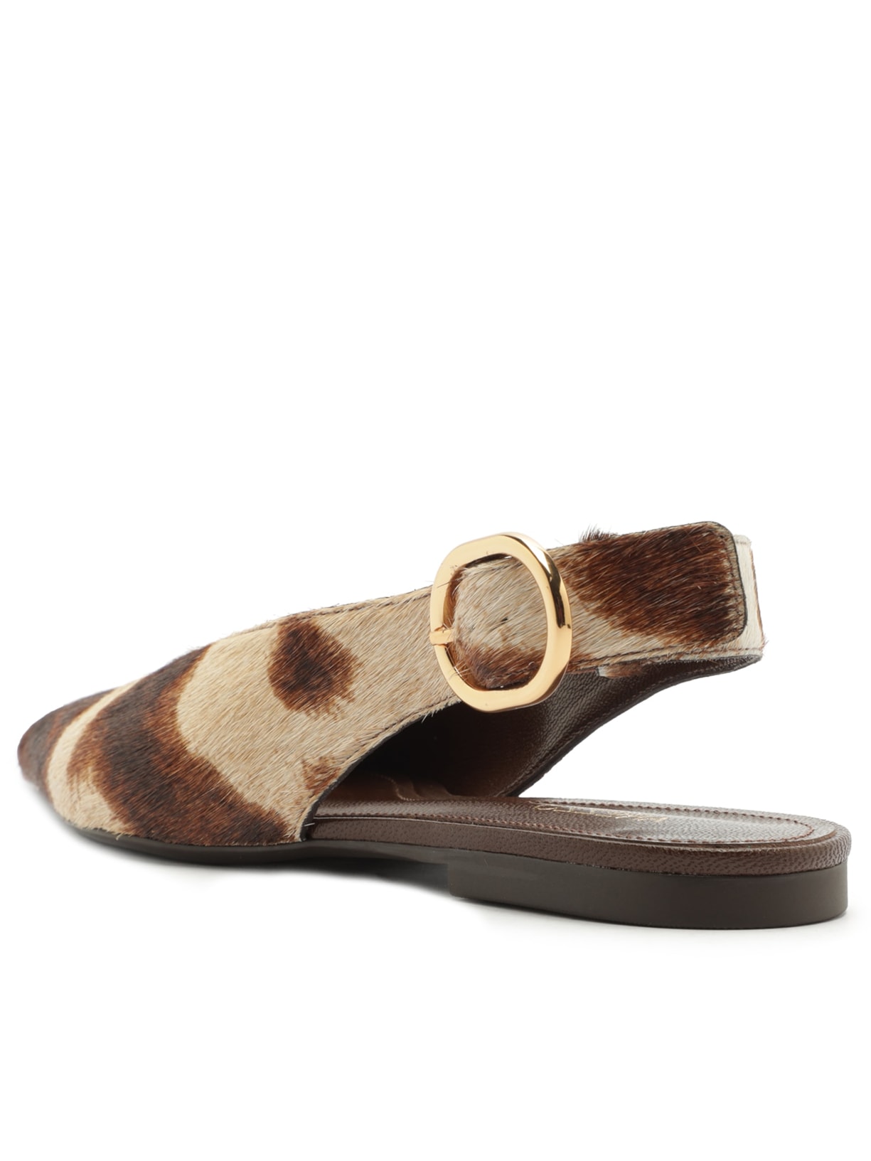 Sapatilha Slingback Bico Fino Fivela Animal Print Arezzo