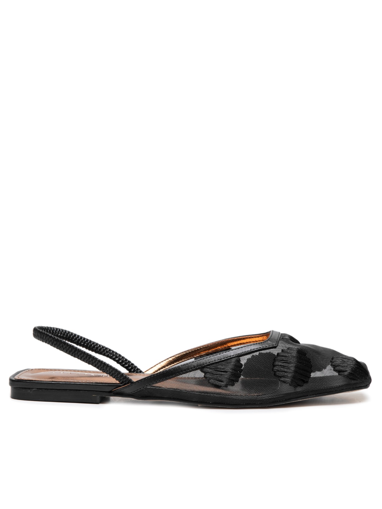 Sapatilha Slingback Com Bico Quadrado - Preto