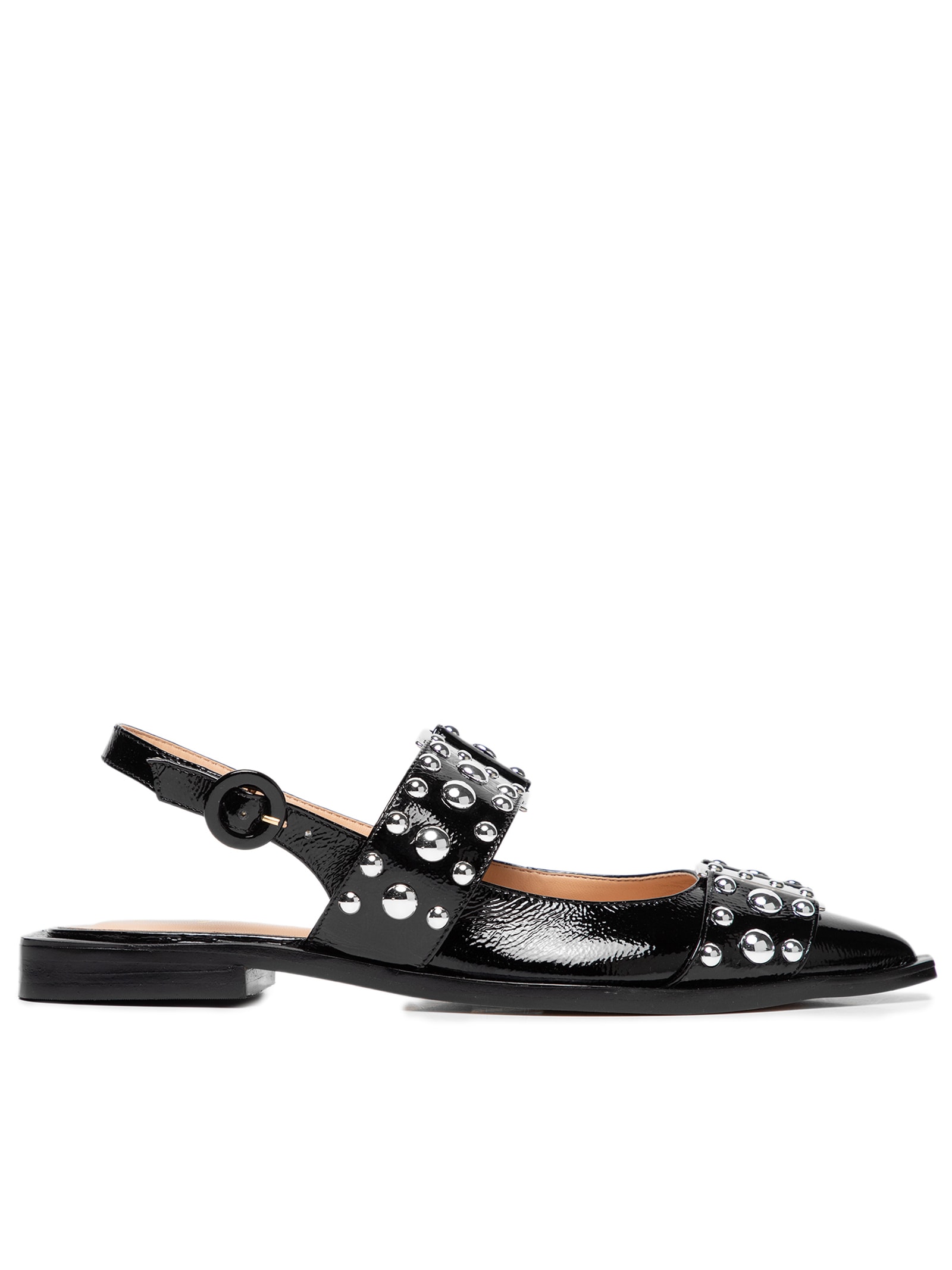 Luiza Barcelos - Sapatilha Slingback Mix Metálico - Preto
