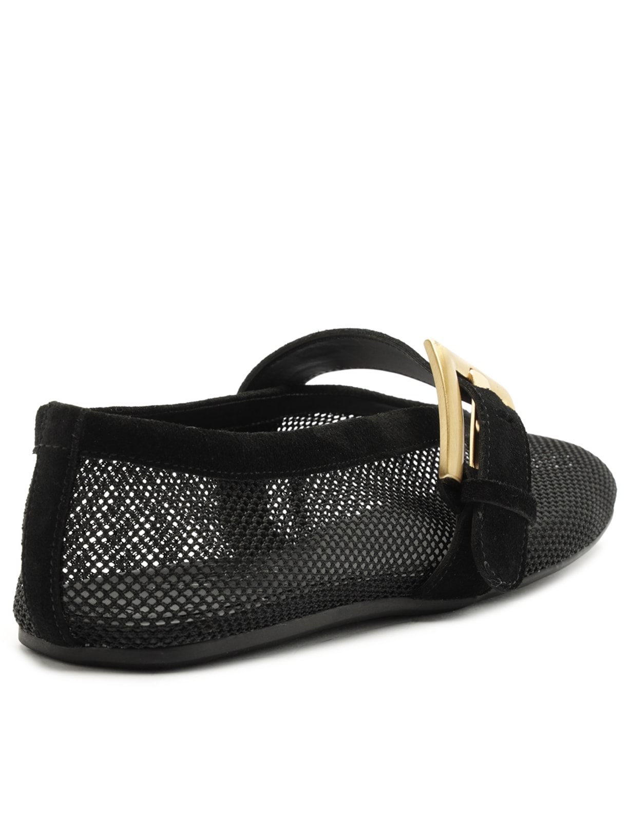 Sapatilha Tela Bico Rendondo Fivela Preto Arezzo