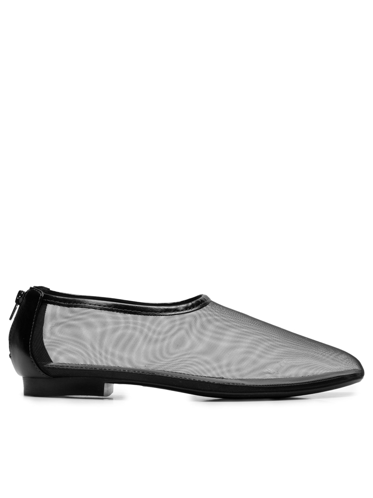 Sapatilha Tela Em Couro - Preto