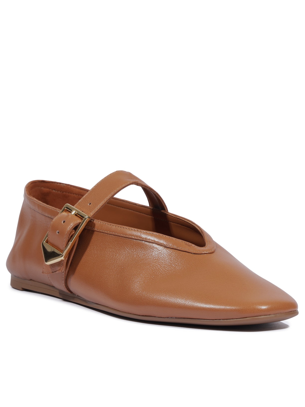 Sapatilha Vick Buckle Couro Marrom Schutz