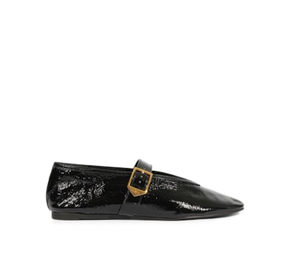 Sapatilha Vick Buckle Couro - Preto