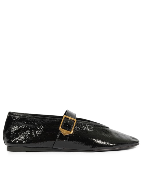 Sapatilha Vick Buckle Couro - Preto
