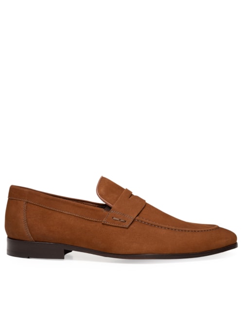 Sapato Camurça Masculino Mocassim Com Gravata - Caramelo