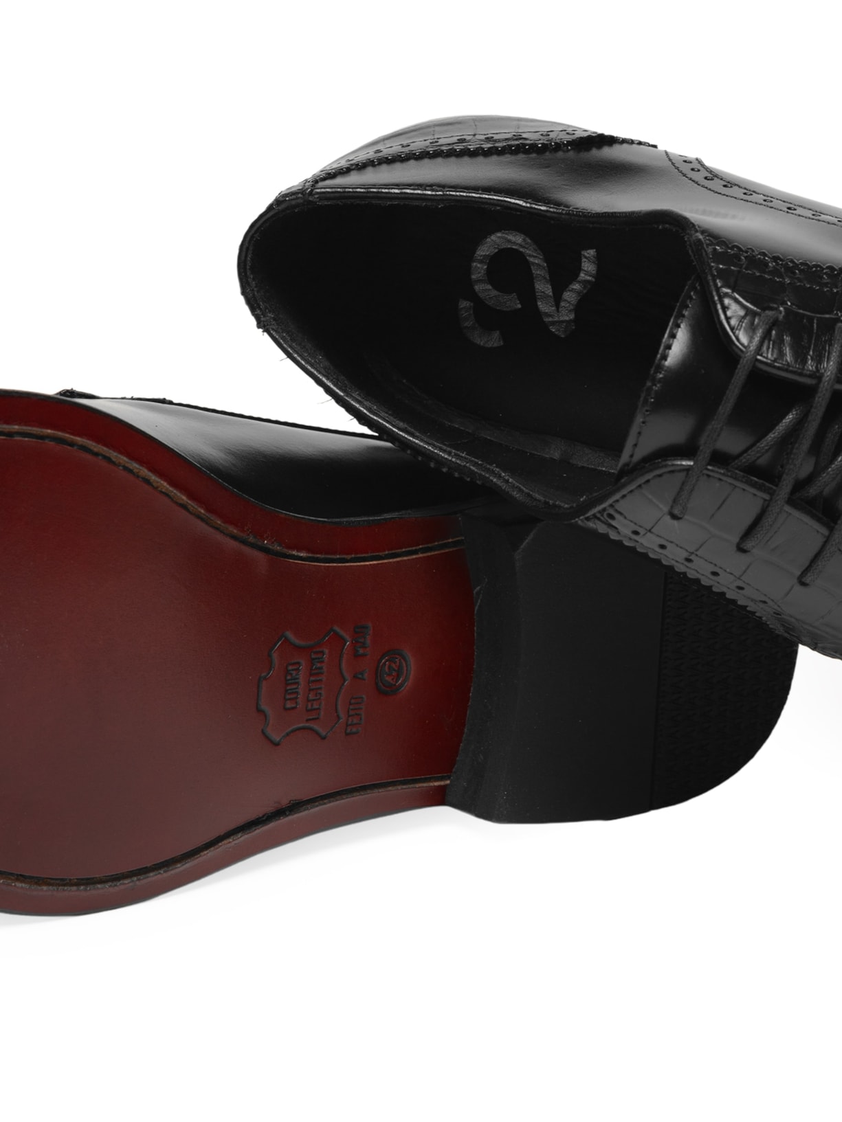 Sapato  Couro Masculino Croco Loafer Preto '2 Essential