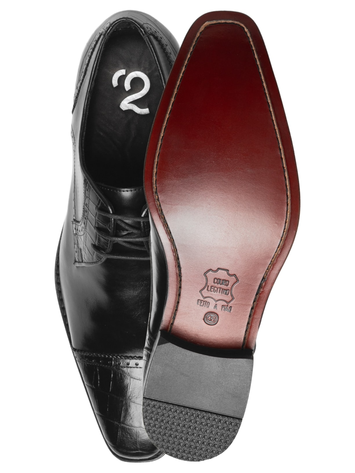 Sapato  Couro Masculino Croco Loafer Preto '2 Essential