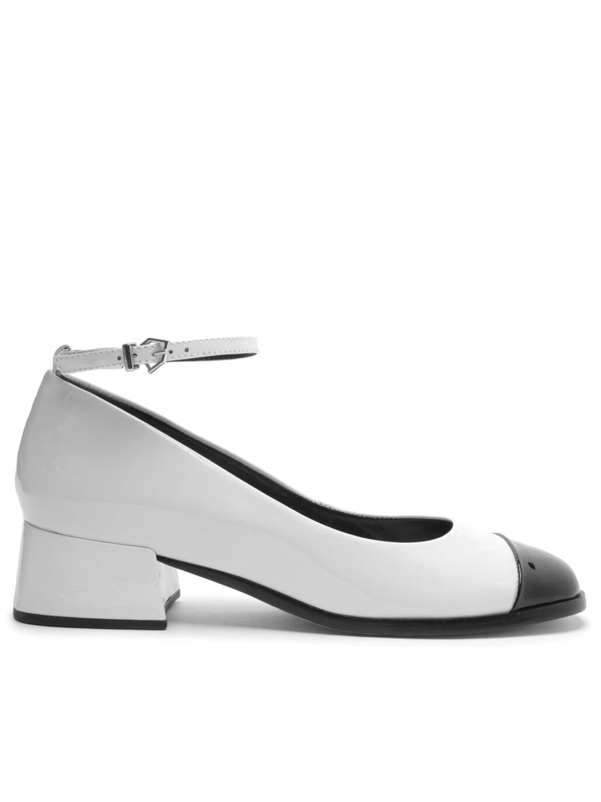 Sapato Feminino Boneca Bicolor Verniz - Branco