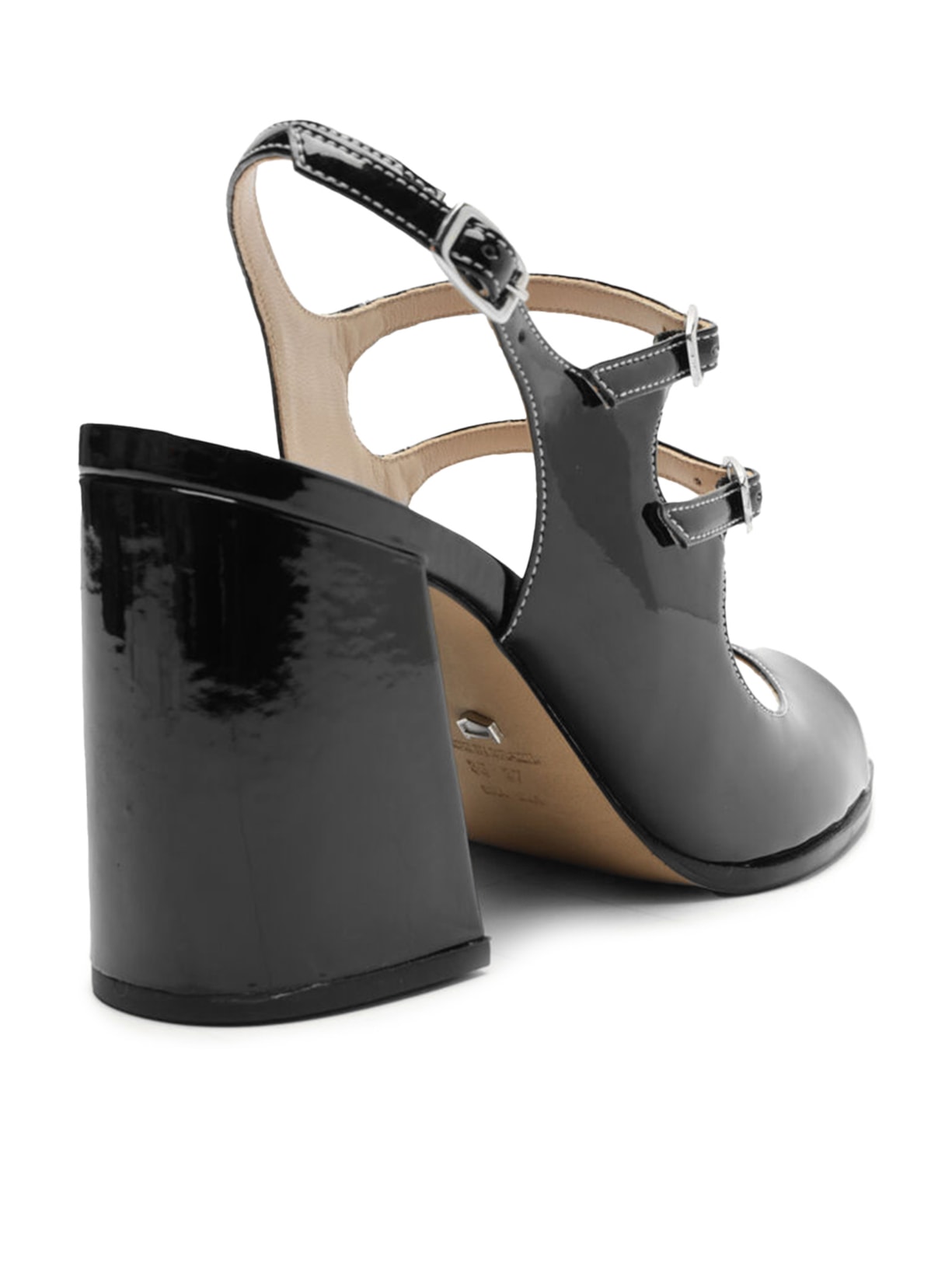 Sapato Feminino Boneca Verniz Salto Bloco Aberto Preto Arezzo