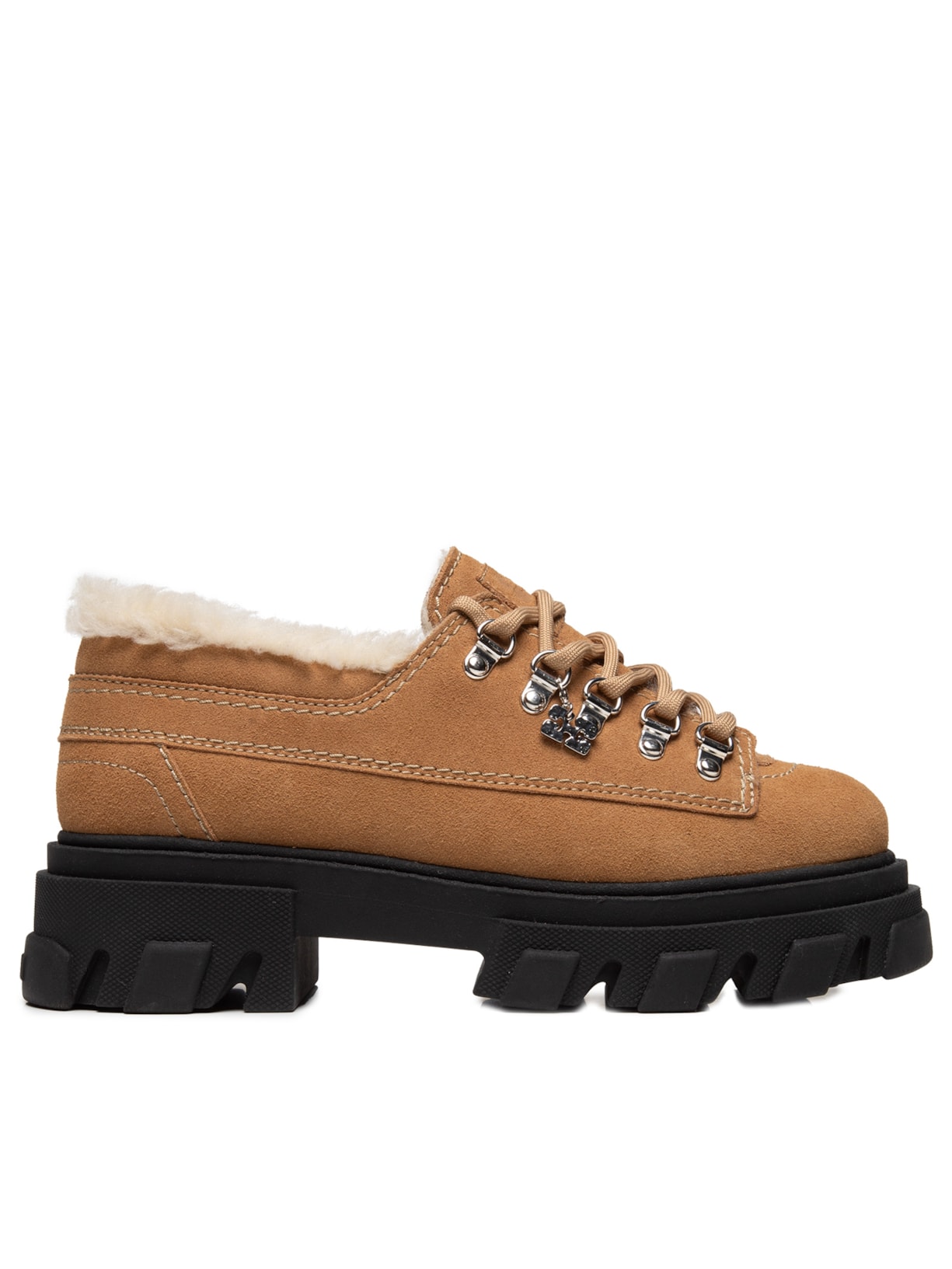 Sapato Feminino Cleated Derbies Suede Marrom Ganni