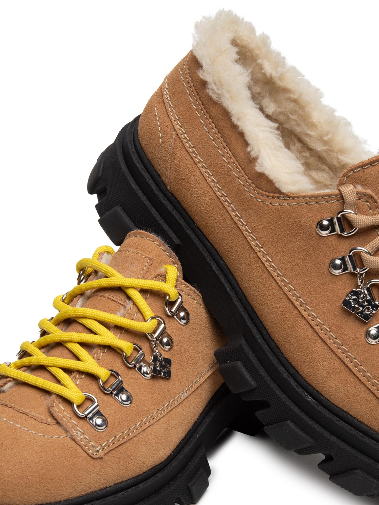 Sapato Feminino Cleated Derbies Suede Marrom Ganni