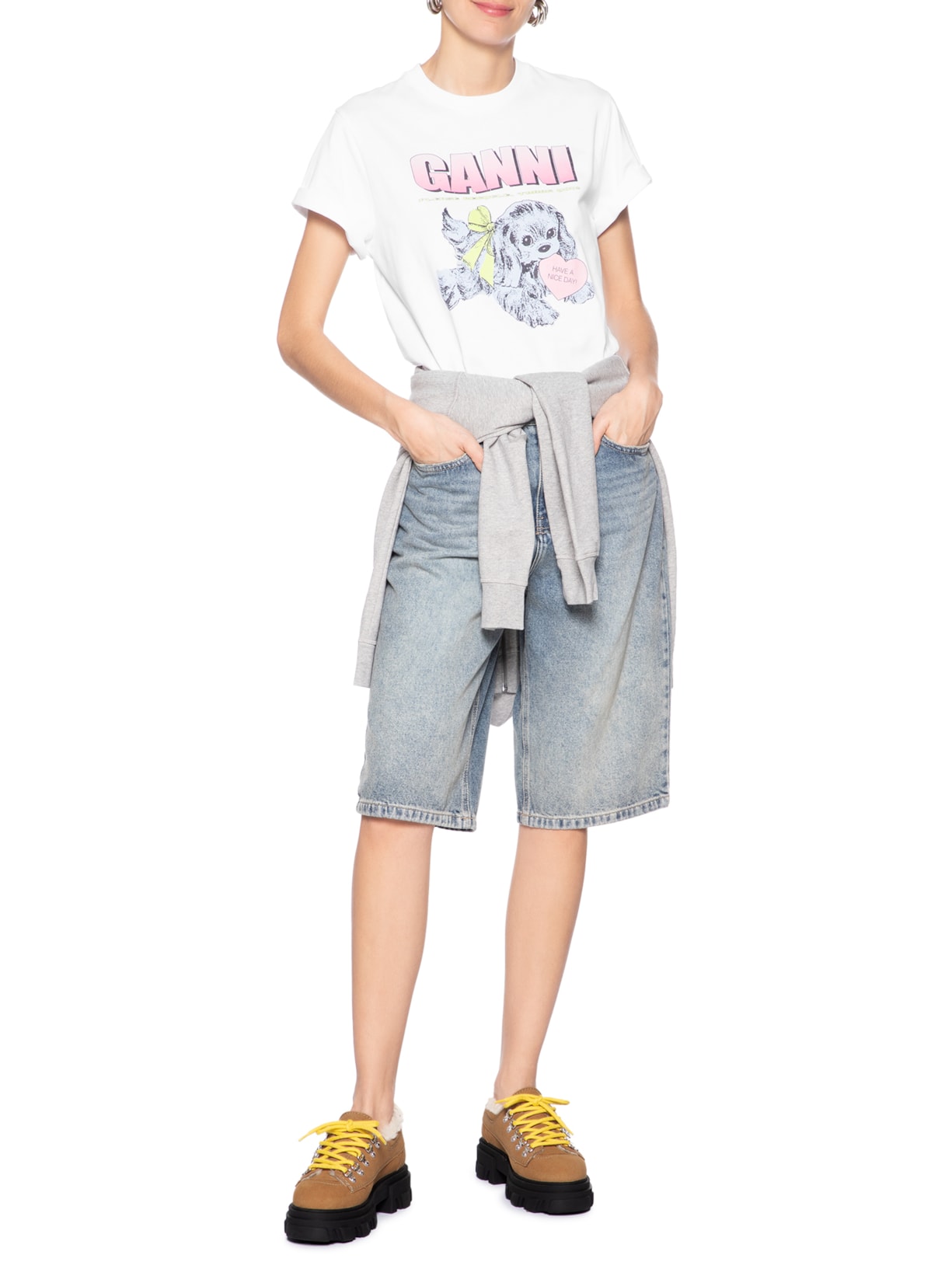 Sapato Feminino Cleated Derbies Suede Marrom Ganni