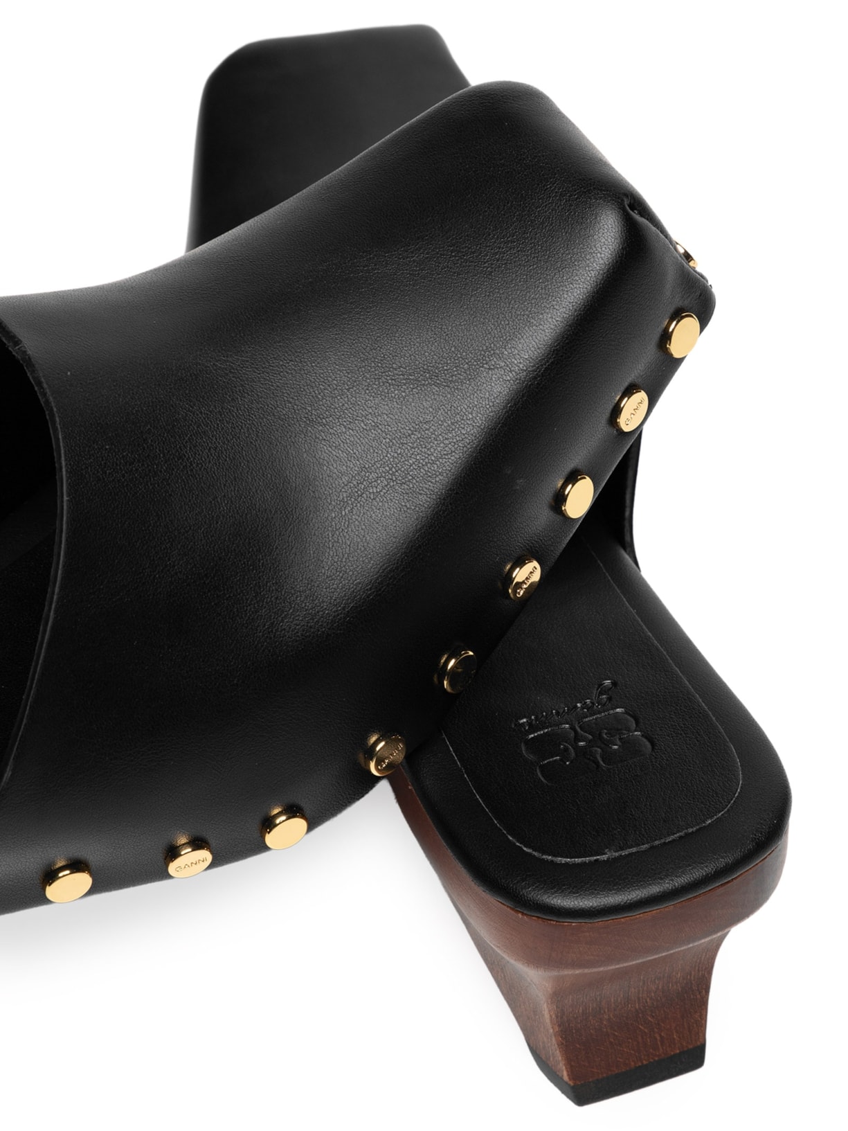 Sapato Feminino June Sabot Mule Veg Smooth Preto Ganni