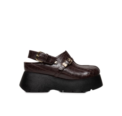 Sapato Feminino Kat Sabot Croco - Marrom