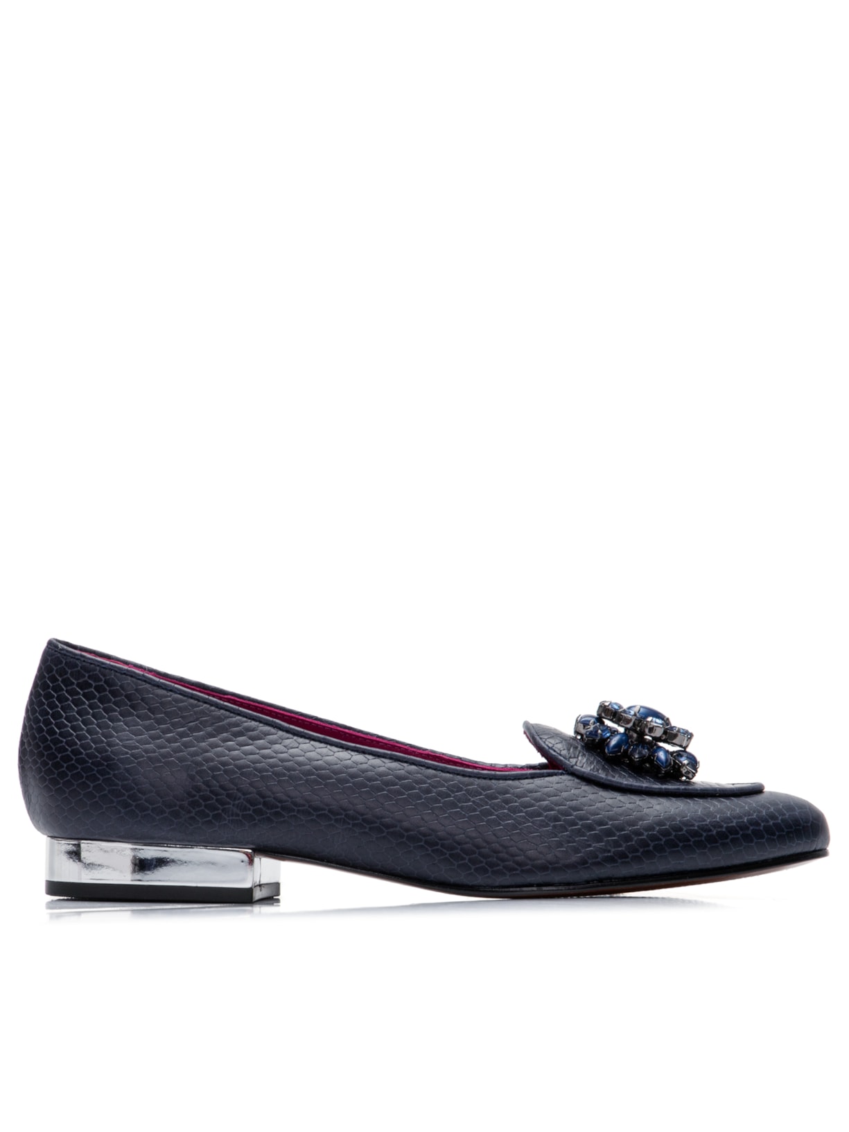 Sapato Feminino Loafer Croco - Azul