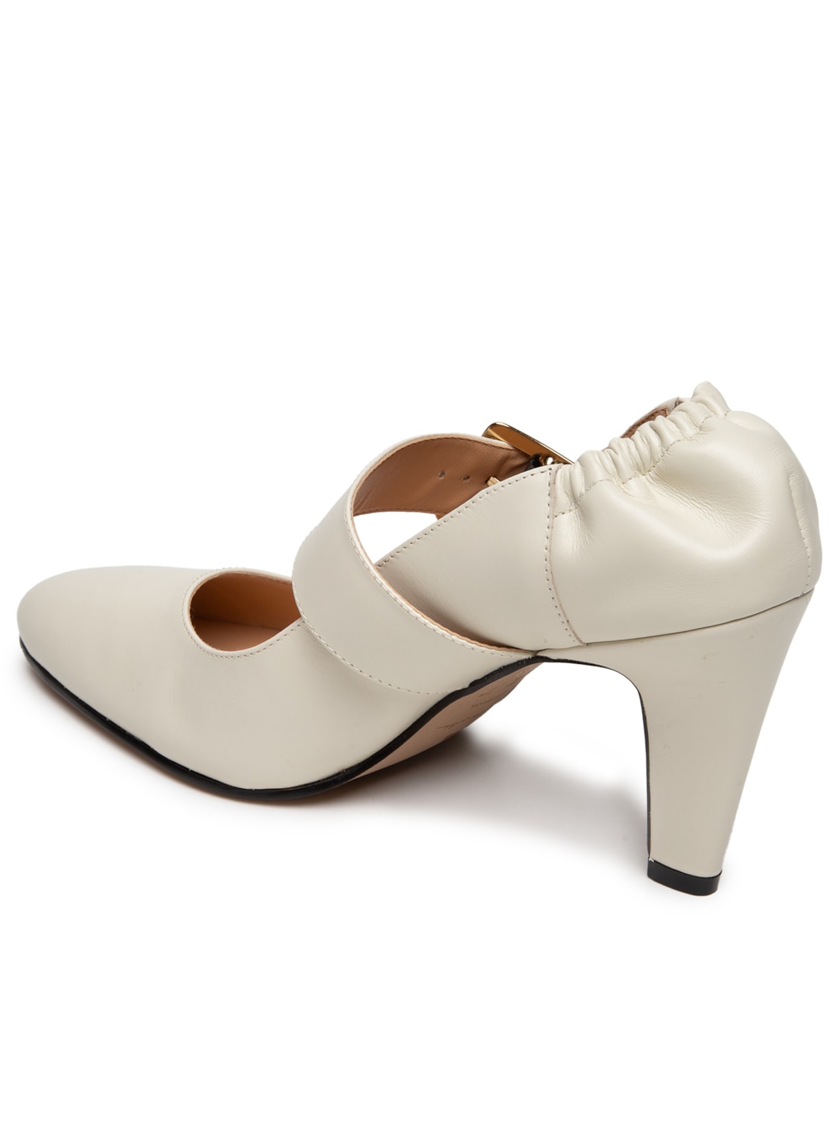Sapato Feminino Mary Jane Em Couro Com Maxi Fivela Branco Luiza Barcelos
