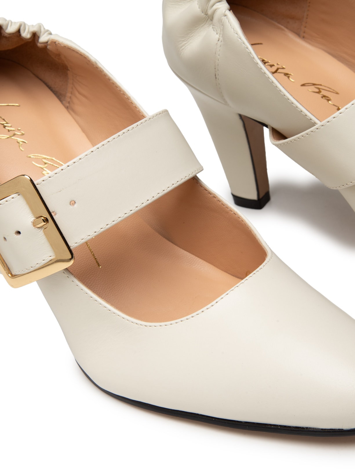 Sapato Feminino Mary Jane Em Couro Com Maxi Fivela Branco Luiza Barcelos