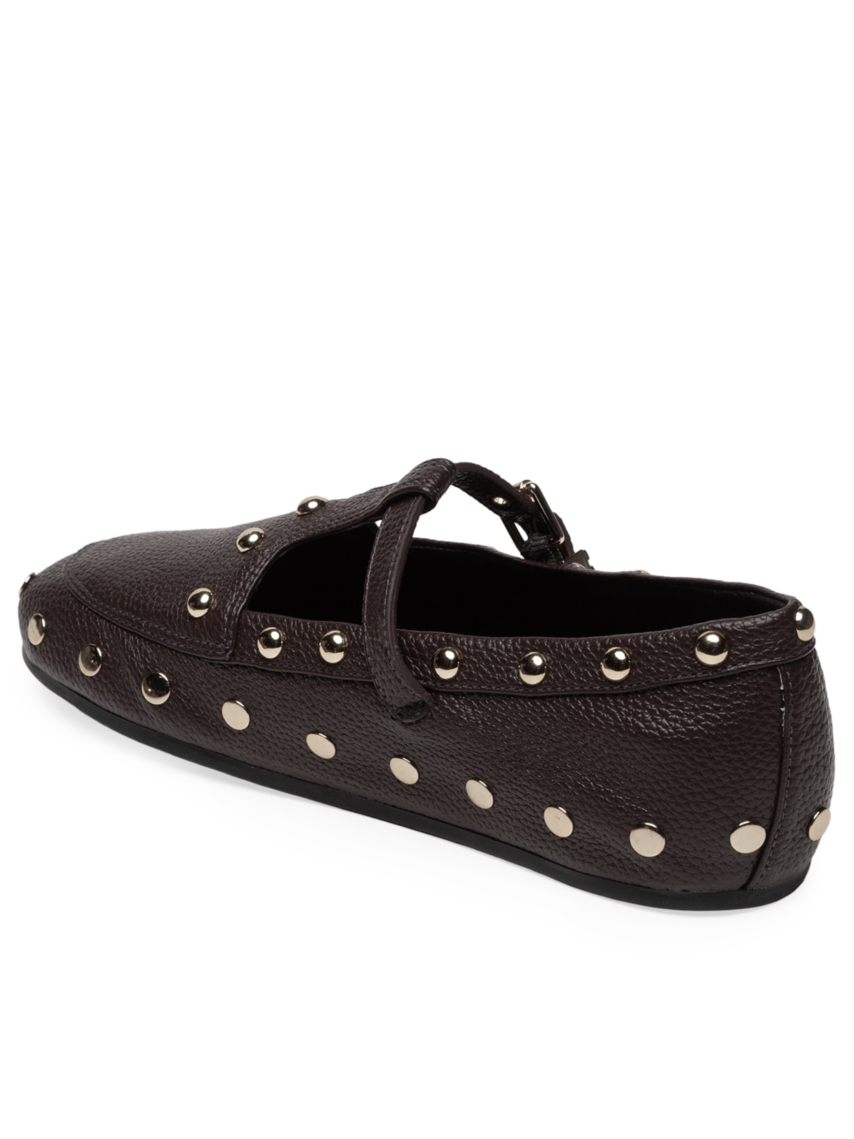 Sapato Feminino Mary Jenny Studs Grained Marrom Ganni