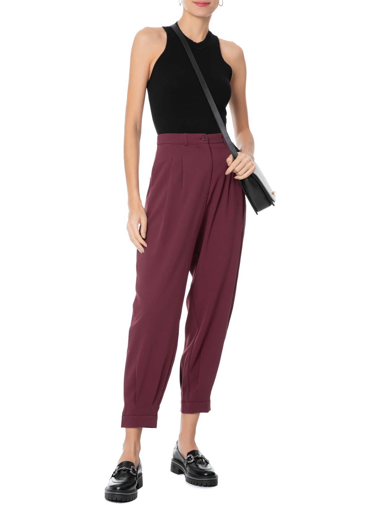 Sapato Feminino Mocassim Couro Tratorado Com Fivela Preto Basiq