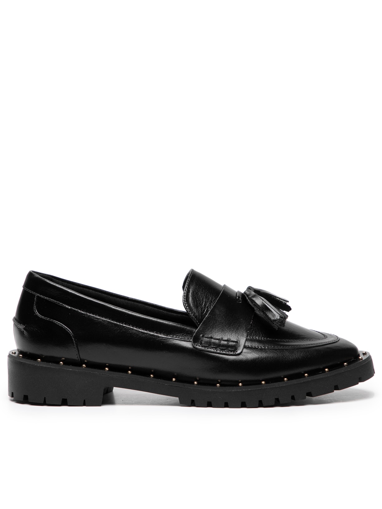 Sapato Feminino Mocassim Em Couro - Preto