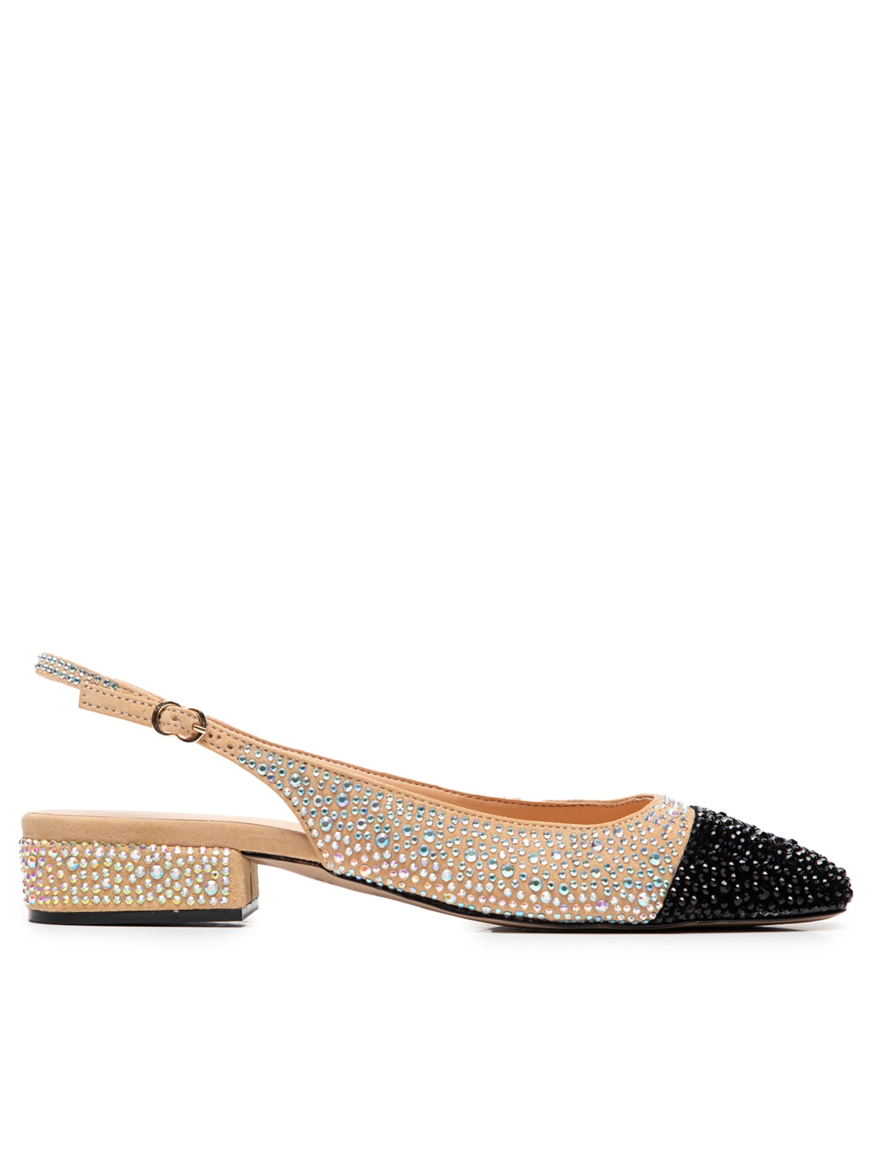 Sapato Feminino Salermo Slingback Cristais - Bege