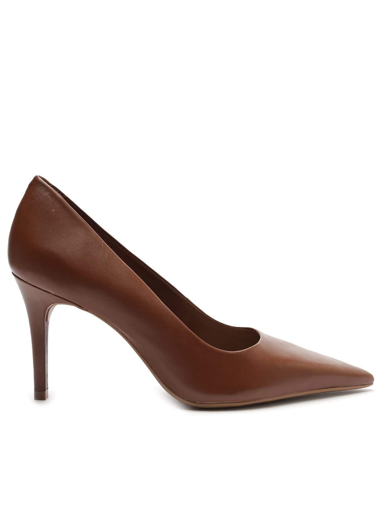 Sapato Feminino Scarpin Couro Salto Médio Fino - Marrom