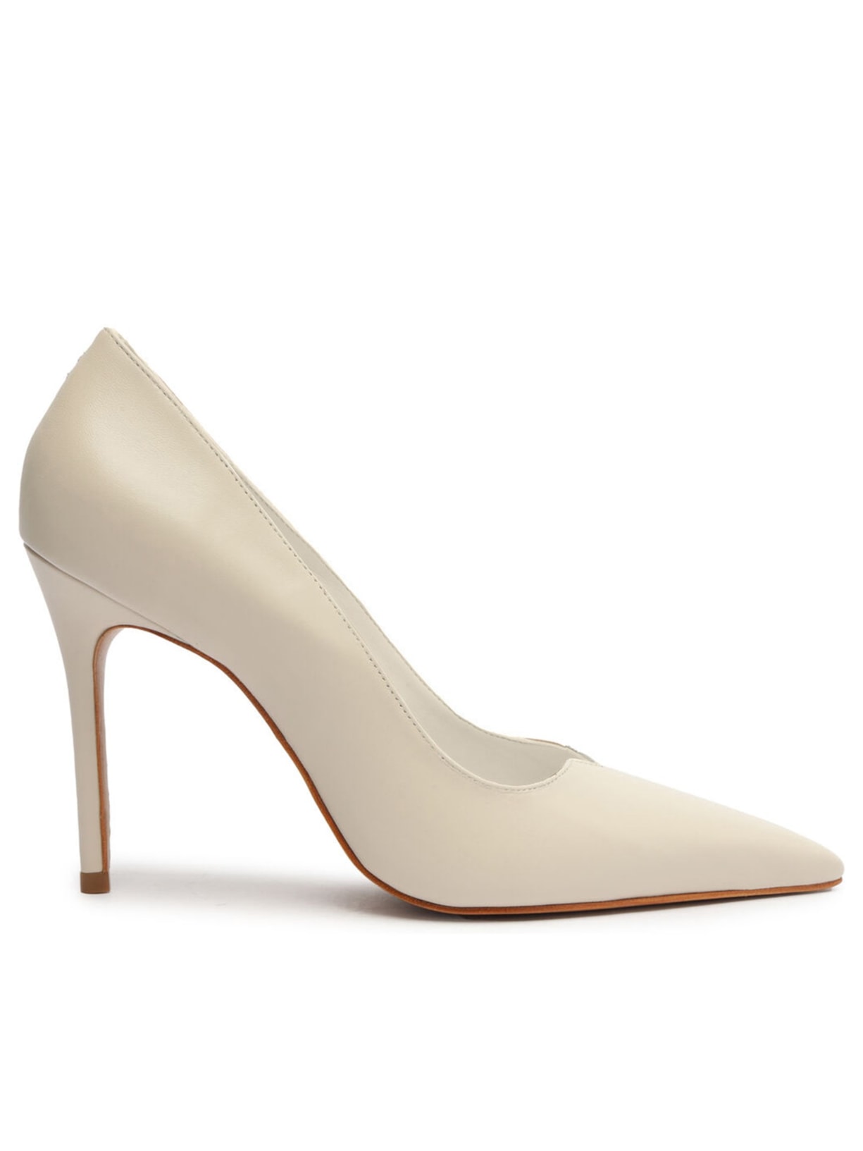 Sapato Feminino Scarpin Salto Alto Ines Couro - Off White