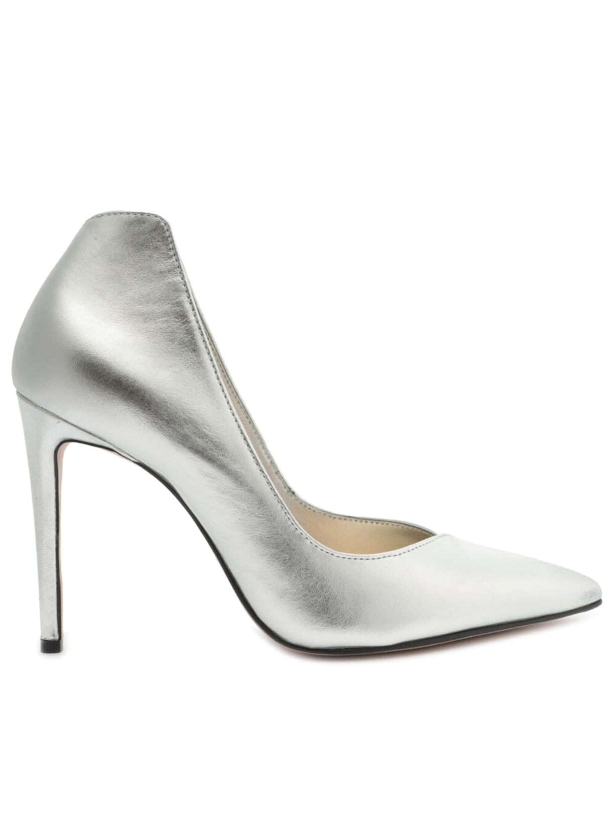 Sapato Feminino Scarpin Salto Arlette Couro - Prata