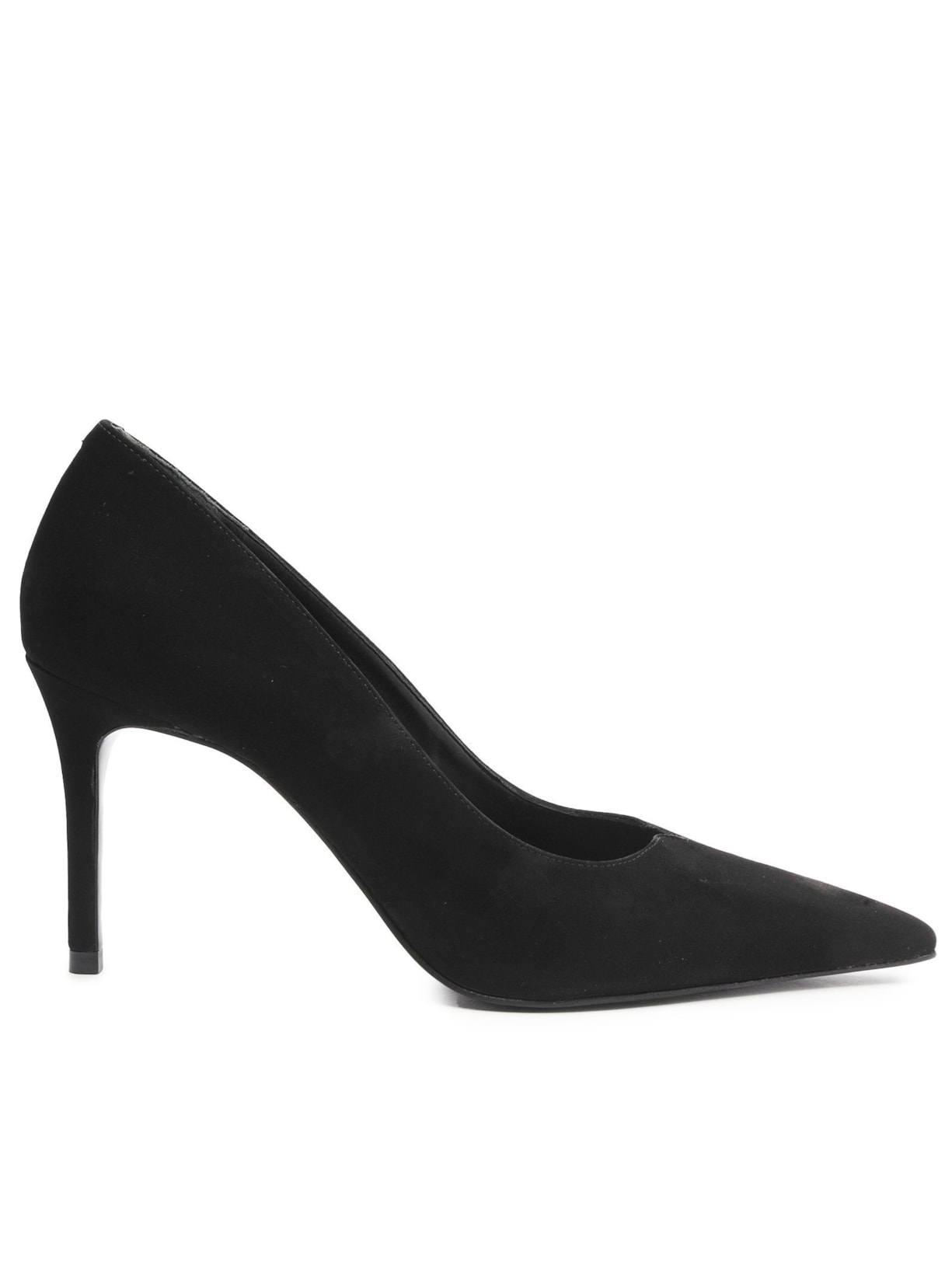 Sapato Feminino Scarpin Salto Médio Inês Camurça - Preto