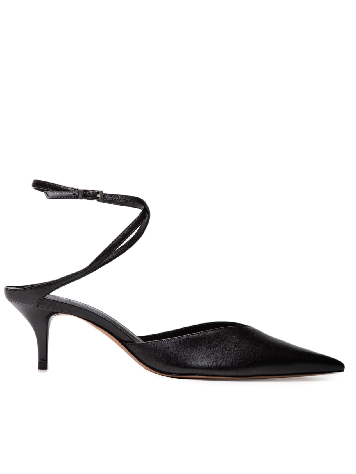 Sapato Feminino Scarpin Salto Médio Tiras Couro - Preto