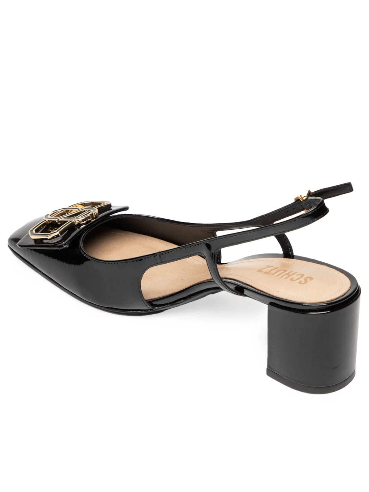 Sapato Feminino Slingback Verniz Preto  Schutz
