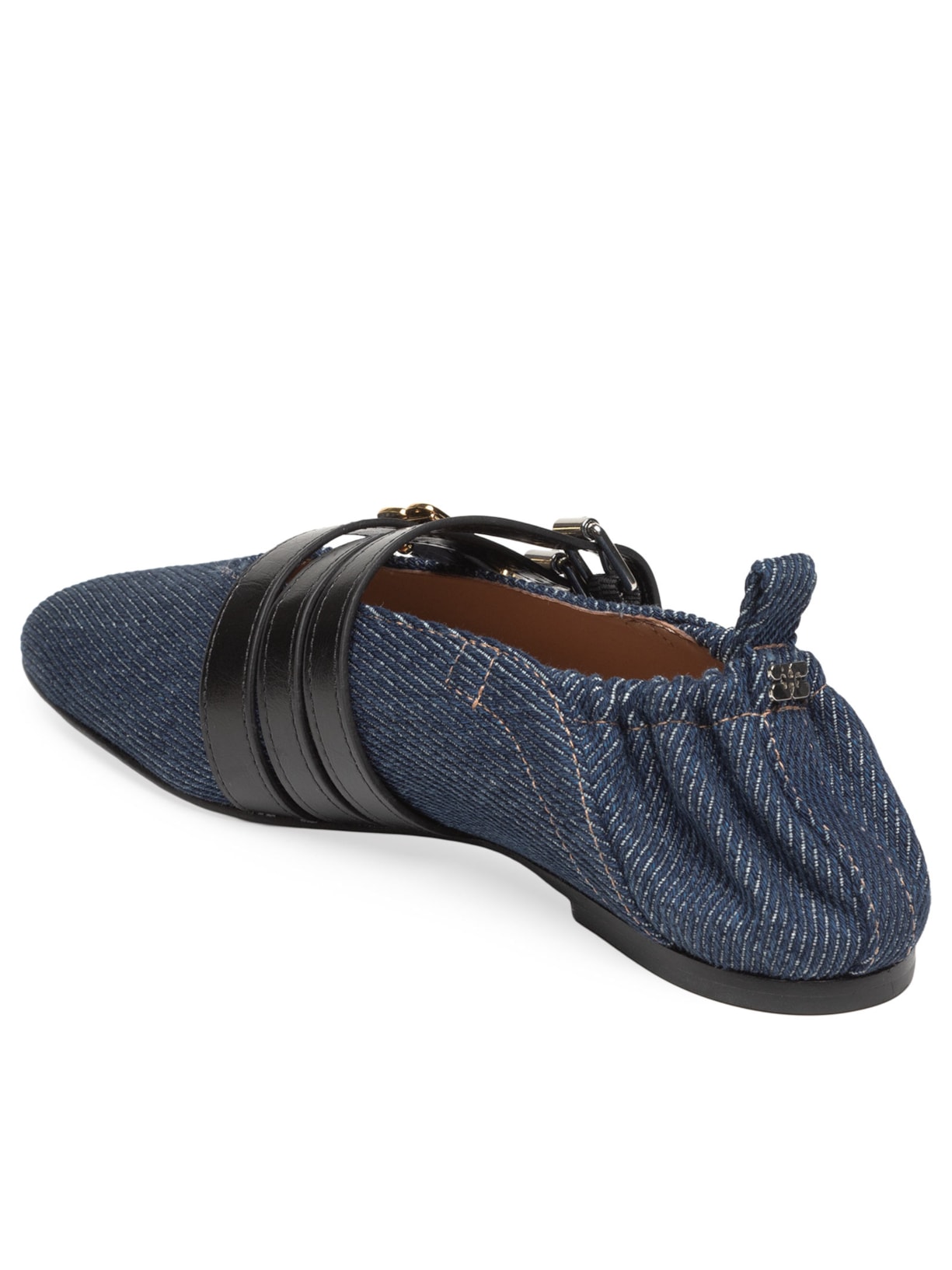Sapato Feminino Sue Triple Ballerina Denim Fringed Azul Ganni