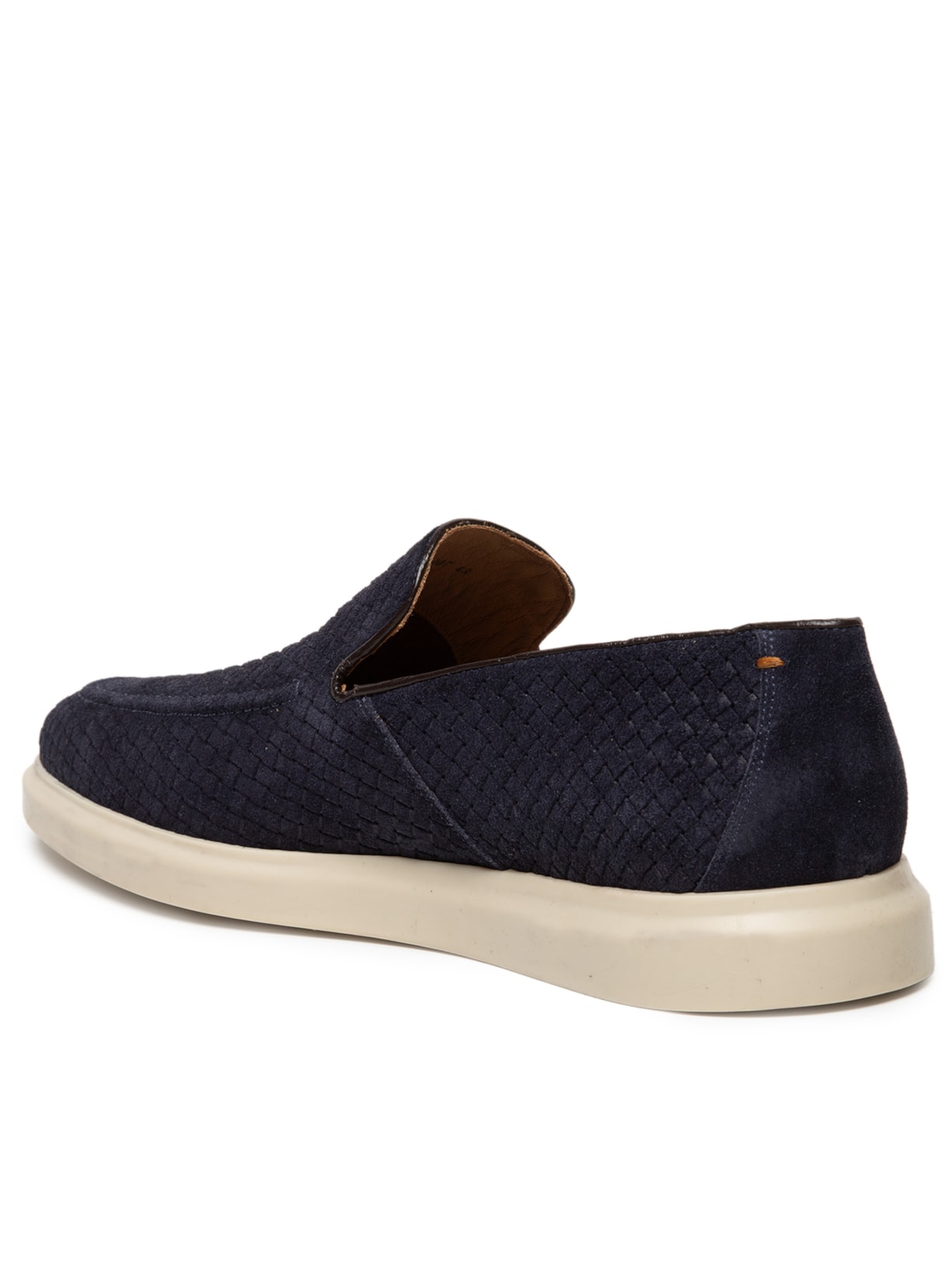 Sapato Masculino Couro Camurça Slip Em Tressê Azul '2 Essential