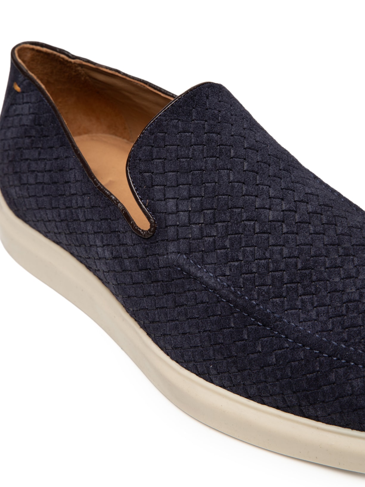 Sapato Masculino Couro Camurça Slip Em Tressê Azul '2 Essential