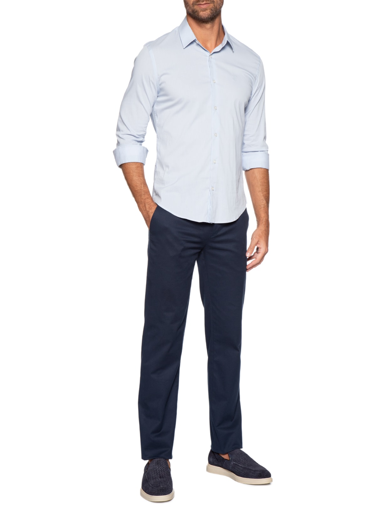 Sapato Masculino Couro Camurça Slip Em Tressê Azul '2 Essential