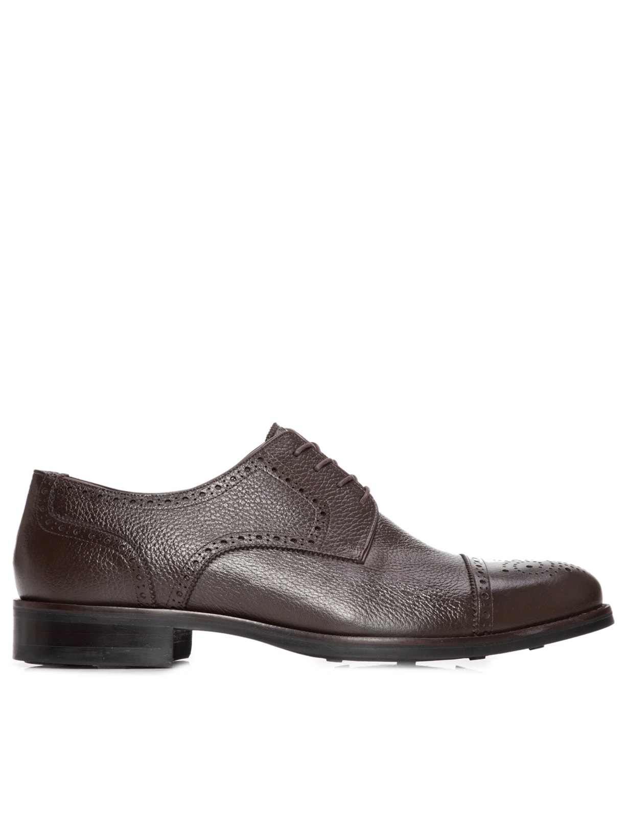 Sapato Masculino Derby Captoe Brogue - Marrom