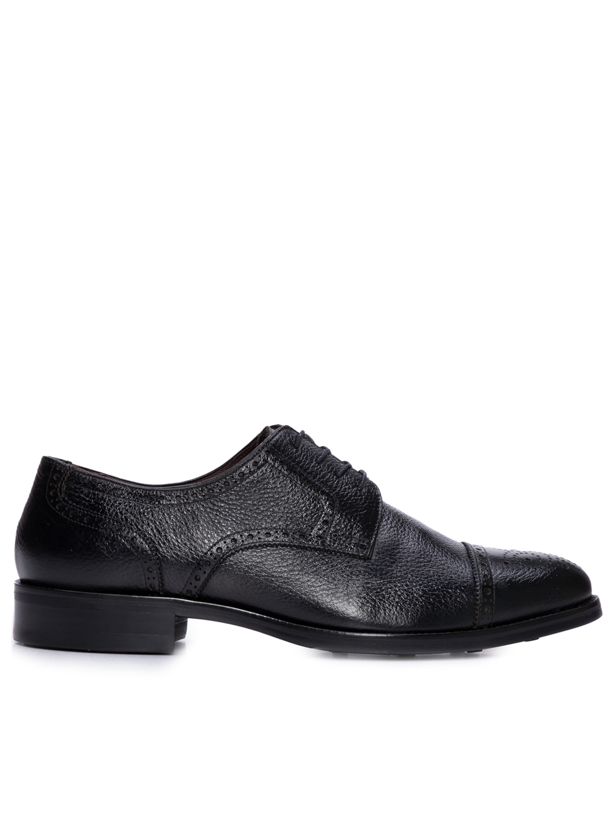 Sapato Masculino Derby Captoe Brogue - Preto