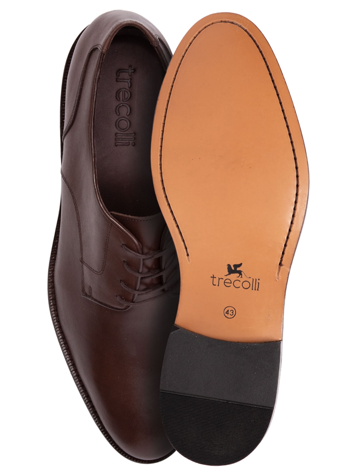 Sapato Masculino Derby Liso Marrom Trecolli