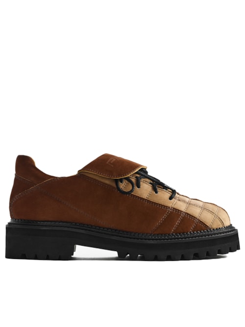 Sapato Masculino Derby Soccer - Bege