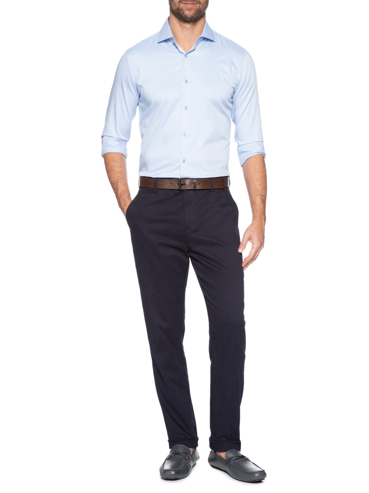 Sapato Masculino Driver Penny Loafer Couro Azul '2 Essential