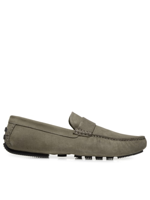 Sapato Masculino Driver Penny Loafer Suede - Bege