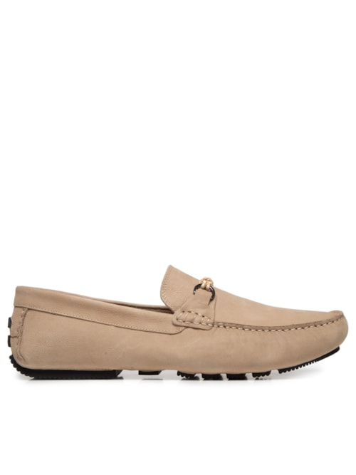 Sapato Masculino Driver Penny Loafer Suede - Bege