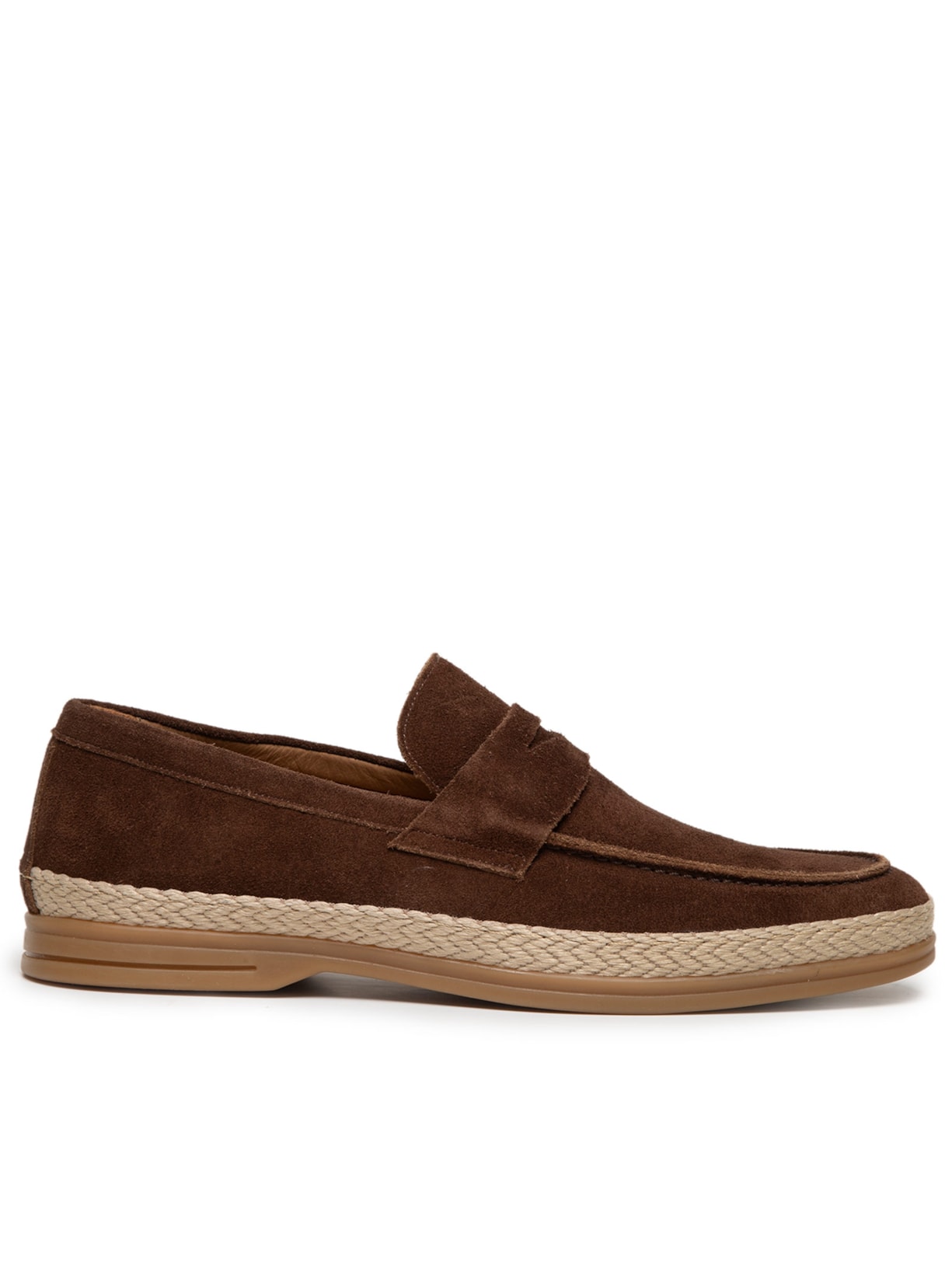 Sapato Masculino Loafer Couro Camurça Com Solado Tressê Marrom '2 Essential