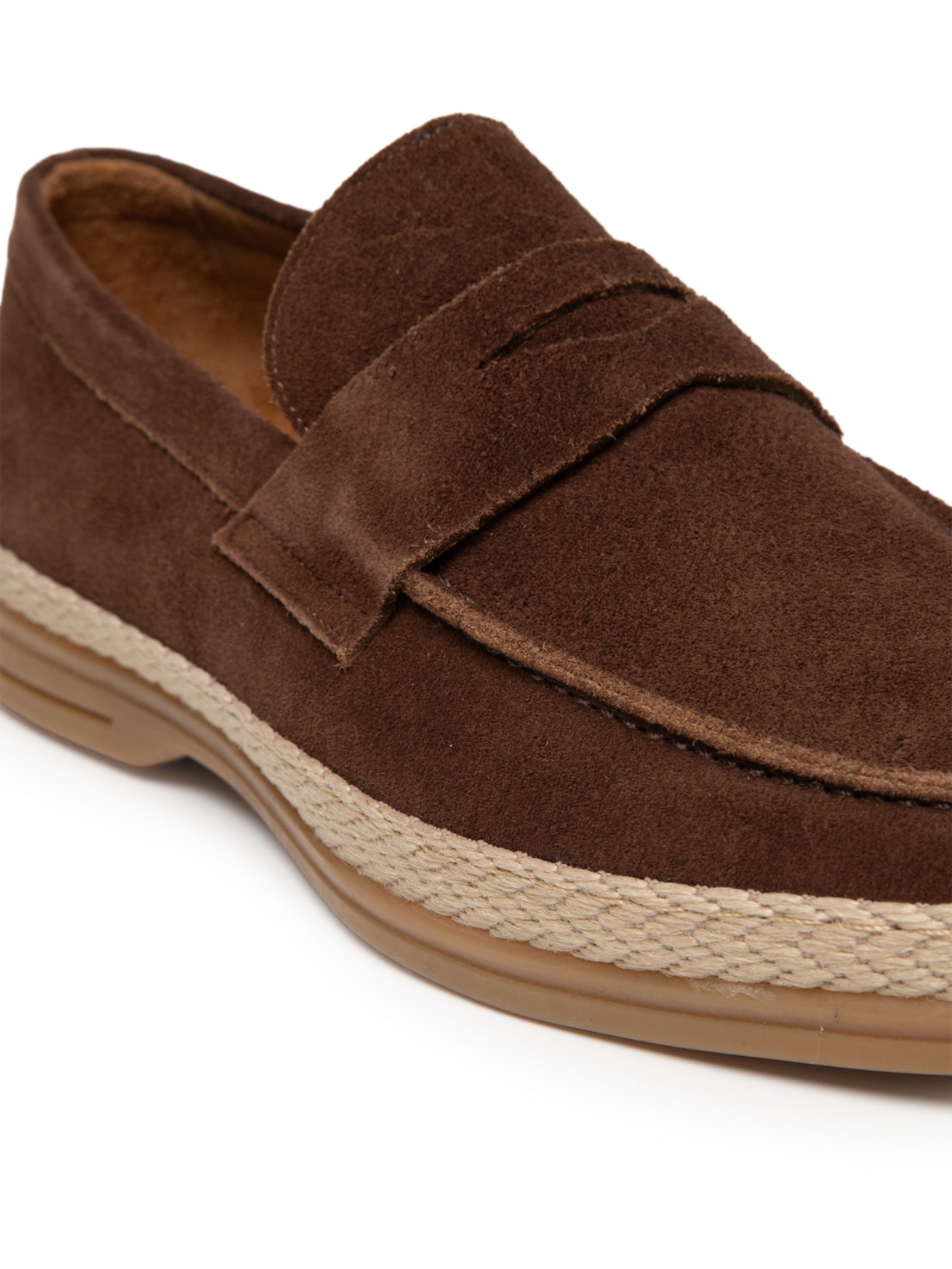 Sapato Masculino Loafer Couro Camurça Com Solado Tressê Marrom '2 Essential