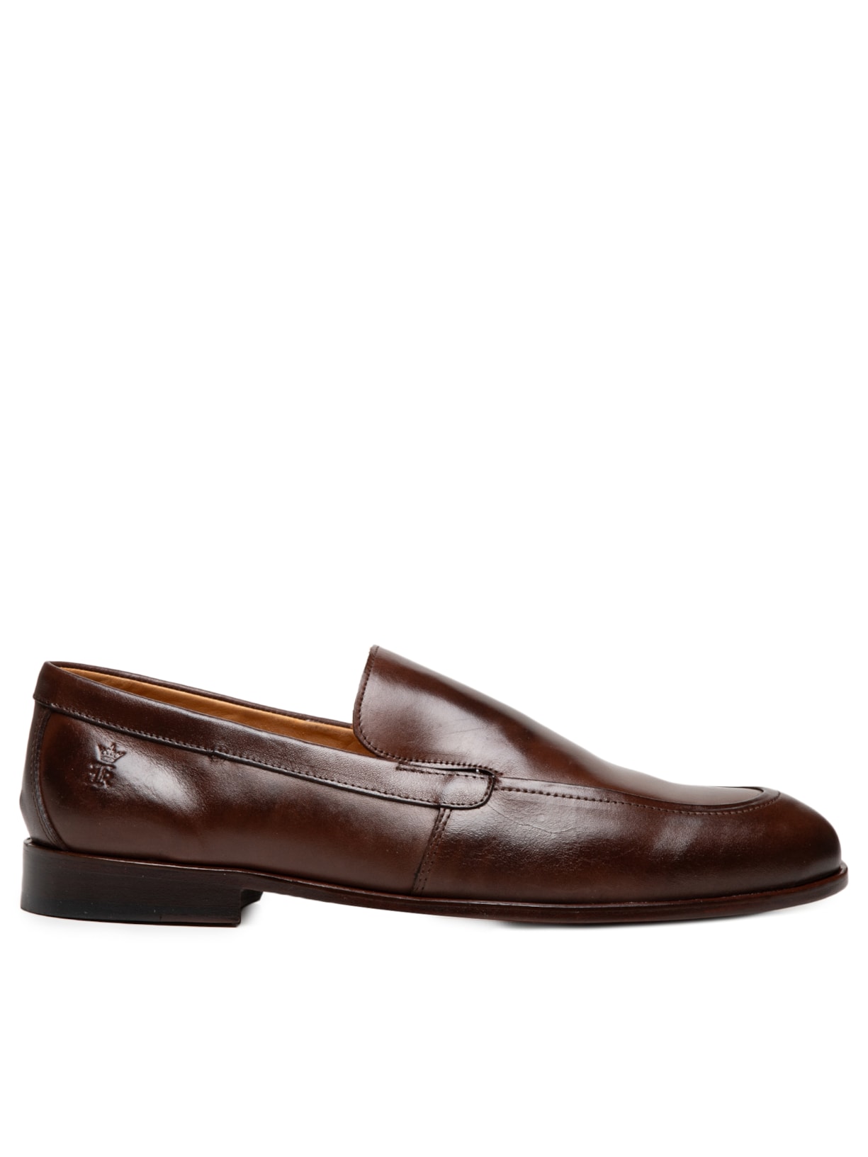 Sapato Masculino Mocassim Em Couro Liso - Marrom