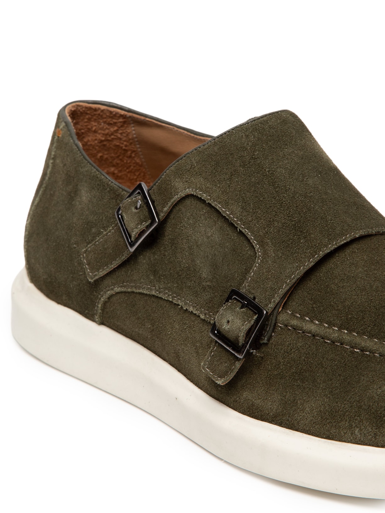 Sapato Masculino Monk Strap Em Couro Camurça Verde '2 Essential