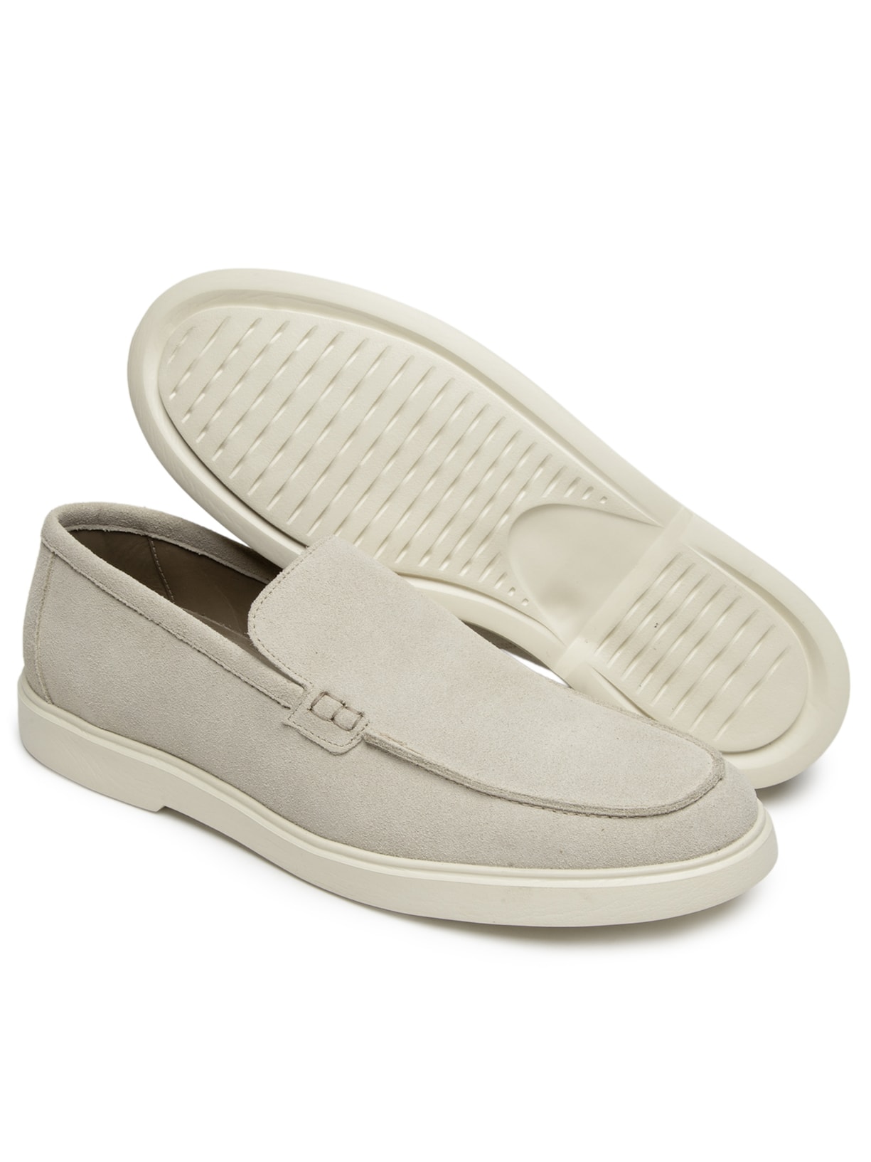 Sapato Masculino Slipper Em Couro Suede Branco '2 Essential
