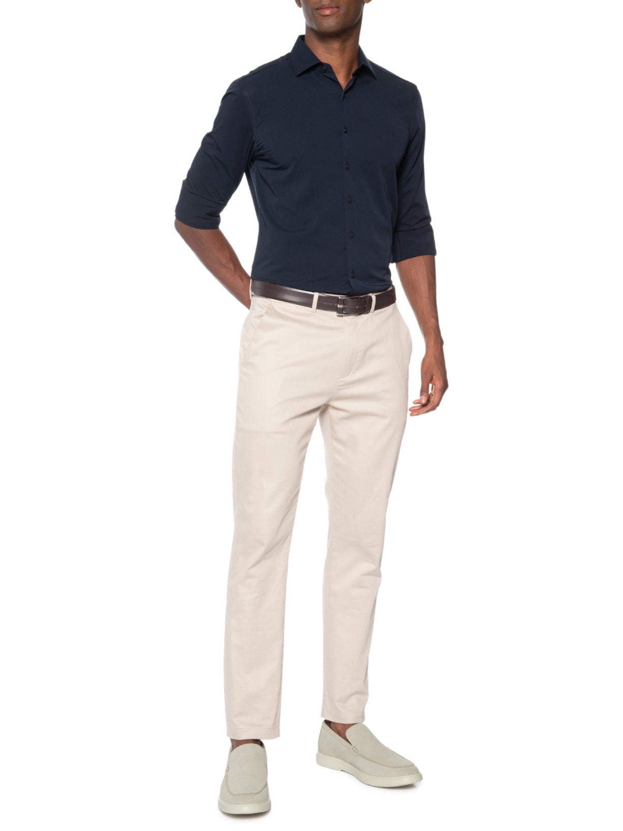 Sapato Masculino Slipper Em Couro Suede Branco '2 Essential
