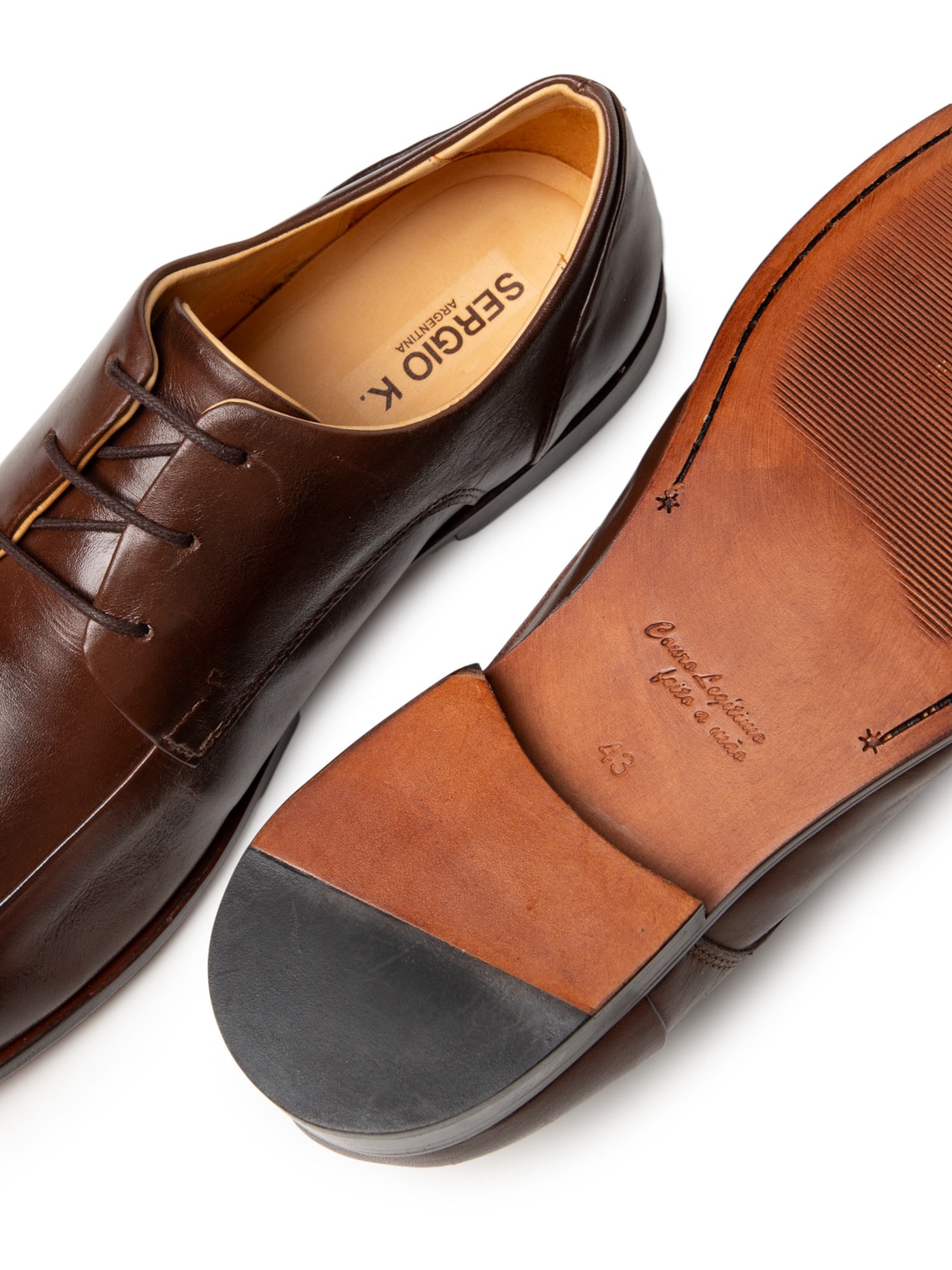 Sapato Masculino Social Com Cadarço Couro Marrom Sergio K